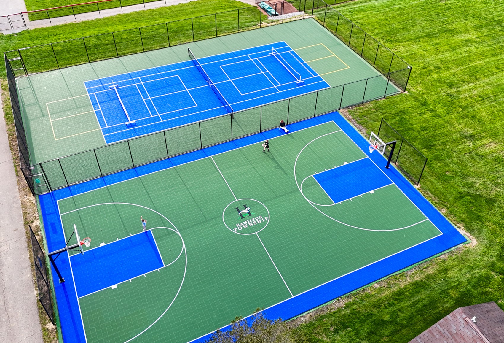 Tennis and basketball courts